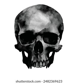 acuarela calavera negra. Ilustración vectorial