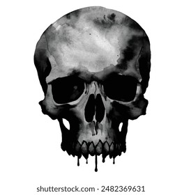 watercolor black skull. vector illustration