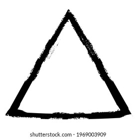 Watercolor black triangle on the white background. Vector