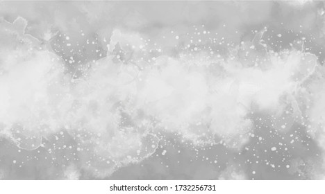 Watercolor black and white abstract background, paint canvas. Gray scale illustration. Abstract aquarelle texture grayscale backdrop. Paintbrush handmade technique splatter. Dispersed grunge wall.