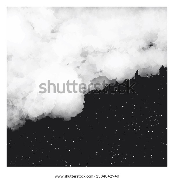 Watercolor Black White Background Painting Dramatic Stock Vector Royalty Free 1384042940