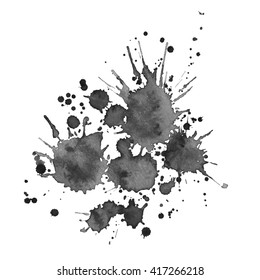 Watercolor black and white backgrounds. Vector illustration.