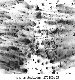 Watercolor black and white splashes and drops. Vector illustration for your artistic design.