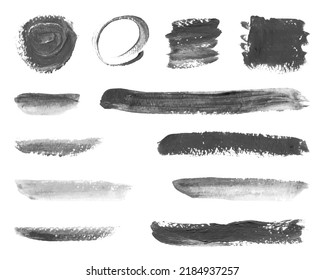 Watercolor black and white spots isolated on white background. Set of vector abstract stains