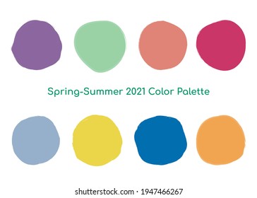 Watercolor blobs. Multicolor gouache spots. Violet, mint, orange, blue, citron color palette. Doodle round shapes in trendy summer colors. Round badges, titles, circular stickers templates.