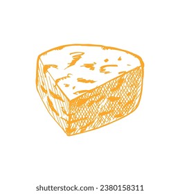 Watercolor block of blue cheese delicious mold, soft milk dairy product. Delicious food hand-drawn illustration isolated on white background. Perfect for menu, recipe, label, packaging design
