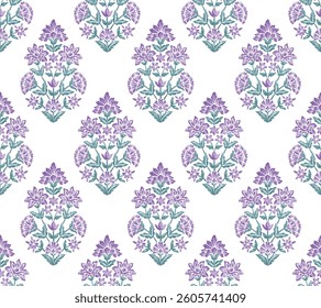 Watercolor block print, watercolor floral repeat pattern, seamless flower repeat vector file