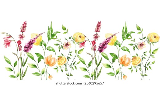 Watercolor blooming garden for wedding, birthday, card, background, invitation, wallpaper, sticker, decoration etc.