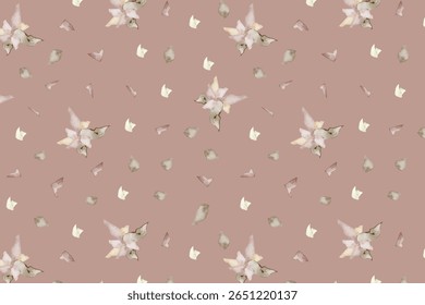 Watercolor Blossom Veil é um padrão suave, romântico floral sem costura capturando a essência do sonho, perfeito para intemporais românticos, femininos, ou vibrações de design etéreo 
