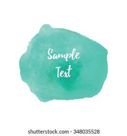 Watercolor blot background banner for text turquoise color