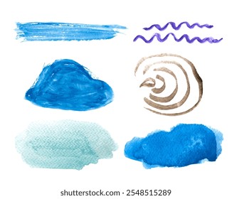 Paquete de fondos de manchas de acuarela. Conjunto de Formas abstractas de trazo de pincel. Colección de Fondos de pantalla de tinción de pintura.