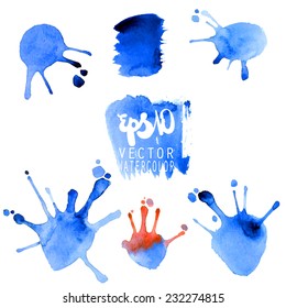 Watercolor blotches in vector format. Sample set.