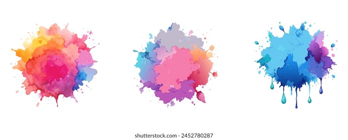 Watercolor blots. Abstract watercolor drop Splashes