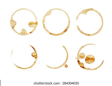 Watercolor blots from coffee or tea. Isolated. Vector illustration