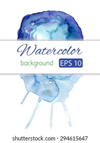 Watercolor blue abstract circle pattern with copy space