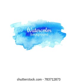 Watercolor blue abstract hand painted background. Watercolor vector texture. Great for card, flyer, poster.