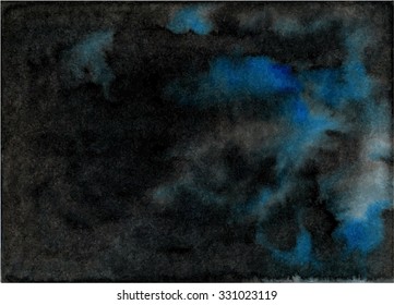 Watercolor blue background. Ink. Vector