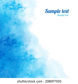 Watercolor blue background texture with space for text - vector 