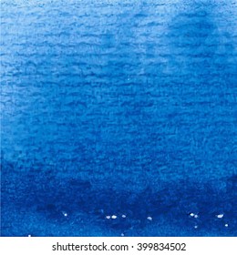 Watercolor blue background vector hand drawn illustration. Paint texture on paper, template for cards, invitations, etc.