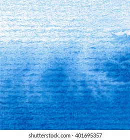 Watercolor blue background vector hand drawn illustration. Paint texture on paper, template for cards, invitations, etc.