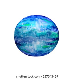 Watercolor blue ball. Vector