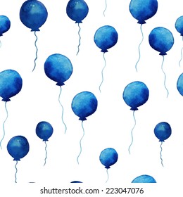 Watercolor Blue Balloon Pattern