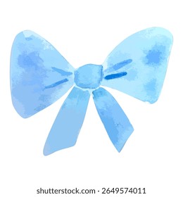 Watercolor blue bows set in soft pastel shades