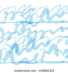 Watercolor blue brush seamless pattern.