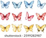 Watercolor Blue Butterfly with Intricate Wings - Delicate Vector Illustration
