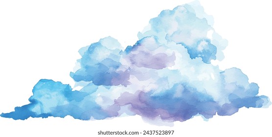  watercolor blue clouds isolated on white