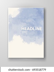 Watercolor blue color design banner . Vector illustration