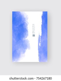 Watercolor blue color design banner . Vector illustration
