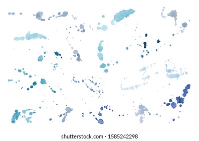 Watercolor blue Drop Splash Vector Hand drawn design