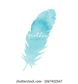 Watercolor blue feather background