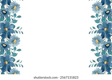 Watercolor blue floral frame for wedding, birthday, card, background, invitation, wallpaper, sticker, decoration etc.