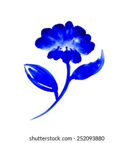 Watercolor blue flower