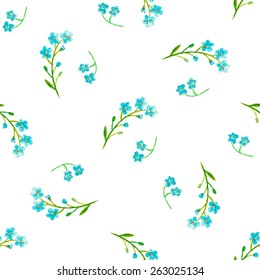 Watercolor blue flowers seamless pattern,vector illustration.