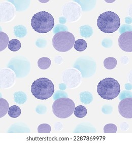 watercolor blue geometric circle dot shape simple repeat seamless pattern
