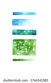 Watercolor blue and green vector elements set. Paper texture, abstract background for your design with isolated elements.