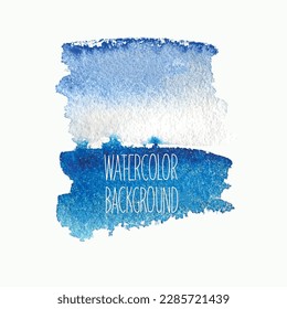 Watercolor blue hand drawn paper grain texture background. Wet brush painted strokes abstract vector illustration. Art design element. Watercolors seascape summer beach.sea water