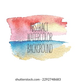 Watercolor blue hand drawn paper grain texture background. Wet brush painted strokes abstract vector illustration. Art design element. Watercolors seascape summer beach.sea water
