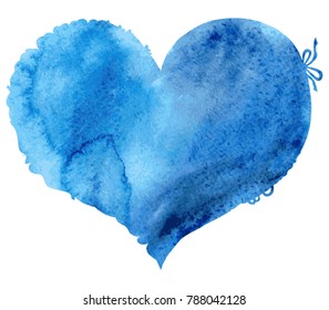 Watercolor Blue Heart With A Lace Edge