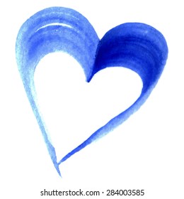 Watercolor Blue Heart Love Symbol Isolated Vector