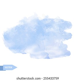 Watercolor blue paint stain isolated on a white background. Art abstract. Frame 