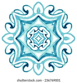 watercolor blue pattern, isolated on white background