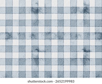 Watercolor blue plaid pattern background, suitable for nautical themes, winter designs, or calming aesthetics