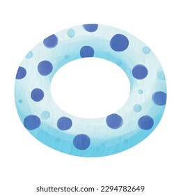 Watercolor blue polkadot vector swimming ring