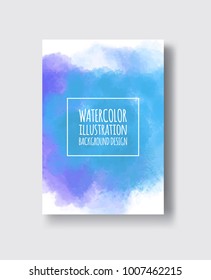 Watercolor blue, purple, sea color design banner. Vector illustration