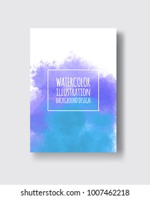 Watercolor blue, purple, sea color design banner. Vector illustration