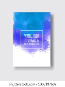 Watercolor blue, purple, sea color design banner. Vector illustration